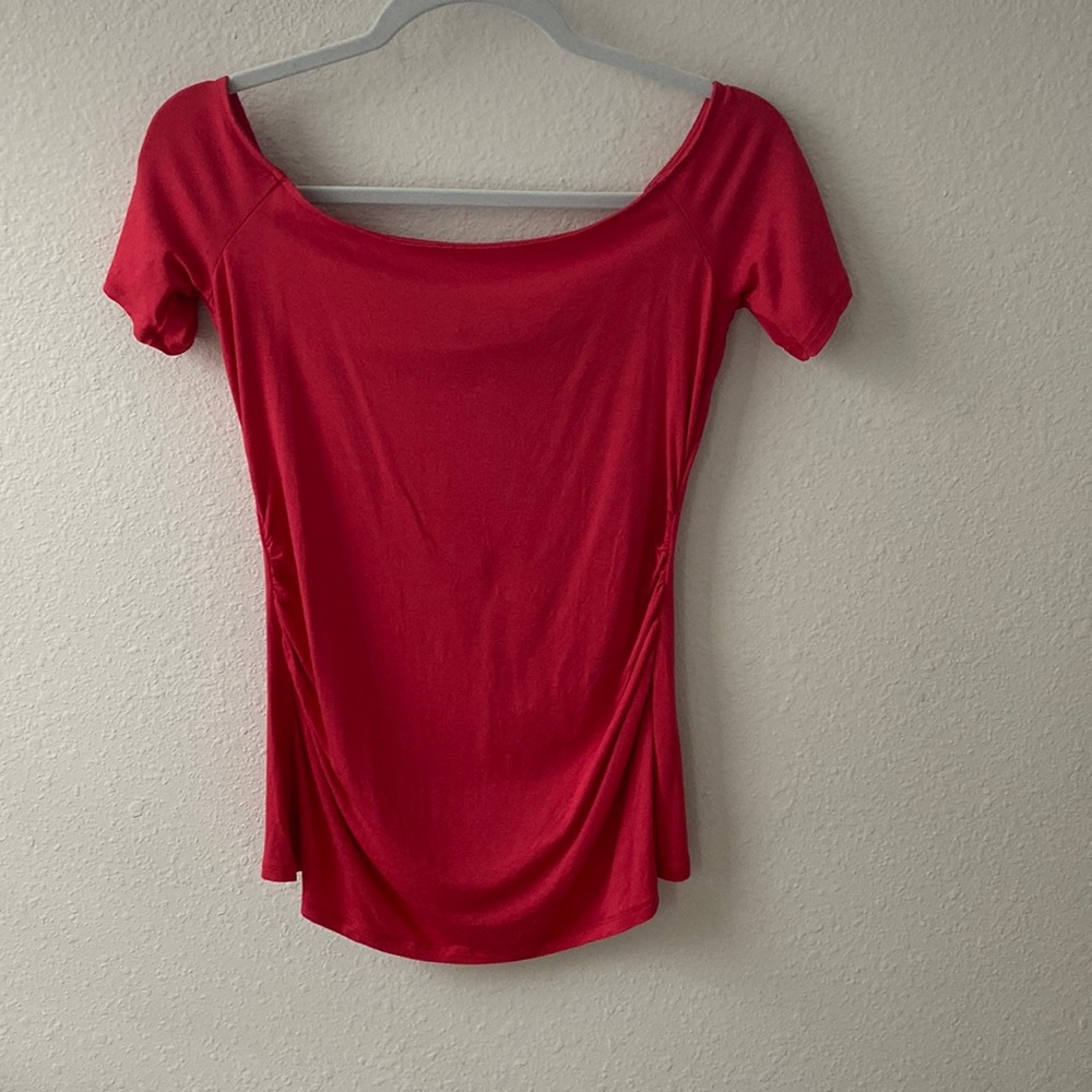 Never Worn - Red - off the shoulder, ruched waist, short sleeve top